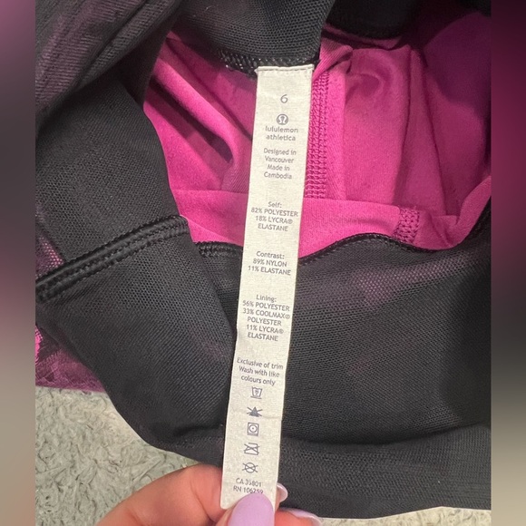 Lululemon Sweaty Endeavor Tight Blooming Pixie Raspberry Black Size 6 - Picture 7 of 16